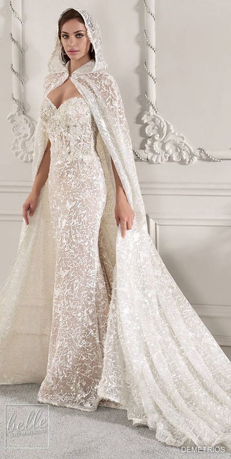 Divine Fashion, Demetrios Wedding Dress, Cape Wedding, Cape Wedding Dress, Wedding Dress Collection, Wedding Sparklers, White Wedding Dress, Fancy Wedding, Dream Wedding Ideas Dresses