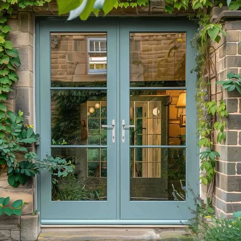 Glass External Door, French Doors In Kitchen, Rustic French Doors, Patio Door Shutters, External Glass Doors, French Doors Patio Exterior, Traditional French Doors, Hall Door, Side Hinged Garage Doors