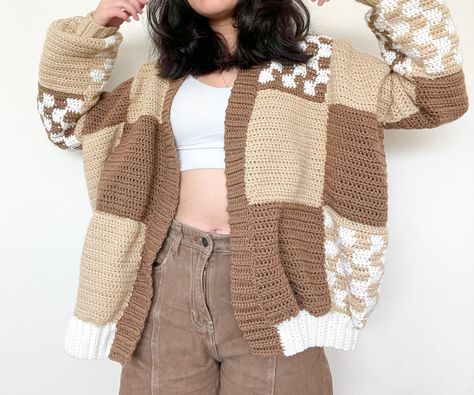 Crochet Fall Sweaters & Cardigans, Crochet Sweater Patchwork, Crochet Patchwork Cardigan Pattern, Crochet Patterns Cardigan, Patchwork Crochet Cardigan, Grandma Activities, Crochet Patchwork Cardigan, Free Crochet Jacket Patterns, Cardigan Pattern Crochet