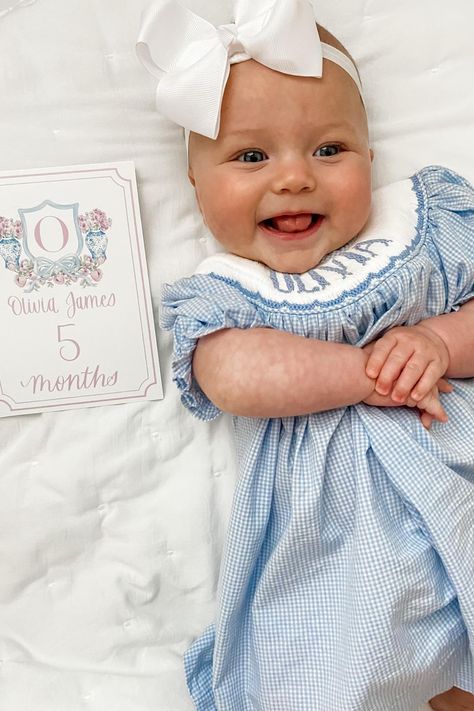 Happy 5 months little Olivia! @stacy0016 #annreevescelebrates #customoutfitsforbabies Southern Baby Clothes, Smocked Outfits, Anna Wilson, Preppy Kids Outfits, Country Baby Girl, Smocked Baby Clothes, Preppy Baby, Preppy Kids, Southern Baby