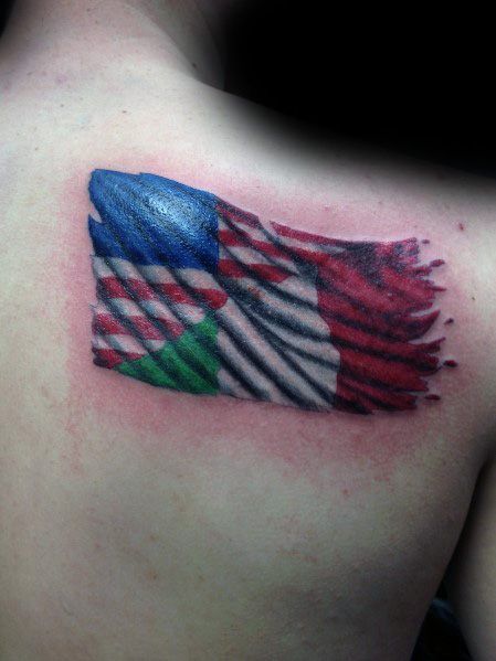 Mexican Flag Tattoos, Italian Quote Tattoos, Are Tattoos, Flag Tattoos, Italian Tattoos, Patriotic Tattoos, Flag Tattoo, Back Of Shoulder Tattoo, American Tattoos