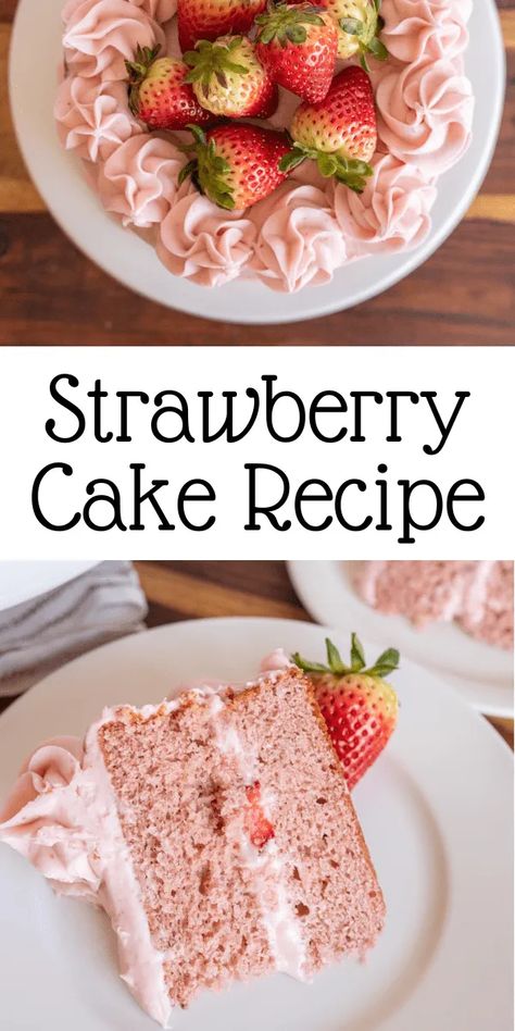 Recipe For Strawberry Cake, Gluten Free Strawberry Cake, Delicious Strawberry Cake, Homemade Strawberry Cake, Strawberry Cake Recipe, Strawberry Cream Cheese Frosting, Canned Frosting, Strawberry Powder, Strawberry Cake Recipes