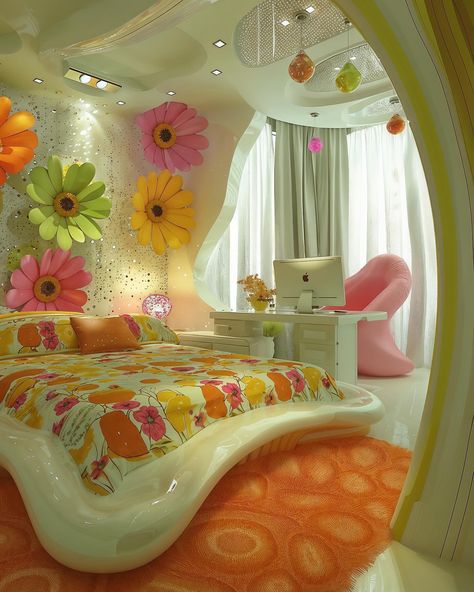 Step into a Time Capsule of Cool with this Floral Frutiger Aero Apartment! [ai]🌟💿📟 #Y2K #Apartment #2000s #RetroFuturistic #90sVibes #Y2KStyle #PollyPocket #MyScene #LizzieMcGuire #frutigeraero Y2k Apartment, Frutiger Aero, Time Capsule, Apartment, Floral