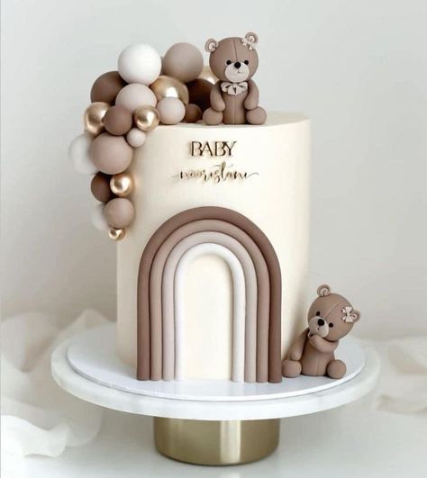 Gateau Baby Shower Garcon, Baby Bear Birthday Party, Baby Shower Pasta, Baby Shower Cakes Neutral, Bear Baby Shower Cake, Second Birthday Cakes, Gender Reveal Baby Shower Themes, Cake Designs For Kids, Boys 1st Birthday Cake