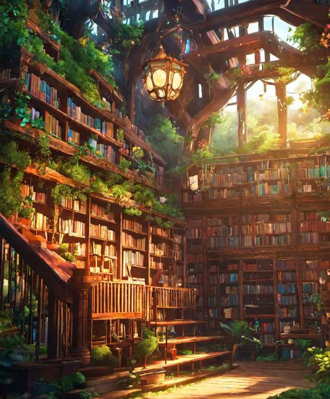 The Enchanted Library of Lumina Arcanum is a place where knowledge transcends the mundane, where the boundaries of reality blur, and where seekers of wisdom and magic can explore the boundless realms of the mystical and arcane. Fantastic Library, Fantasy Realms Aesthetic, Library Fantasy Aesthetic, Fantasy Art Library, Library Magic, Mystical Library, Library Forest, Magical Bookstore, Enchanted Book Aesthetic