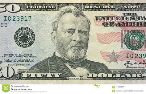 Photo about Fifty Dollars With One Note. 50 Dollars. Image of closeup, many, hundred - 114298217 50 Dollar Bill, Ulysses S Grant, Dollar Note, 50 Dollars, Bill Template, Ty Beanie Boos, Beanie Boo, Diy Life Hacks, Dollar Bill