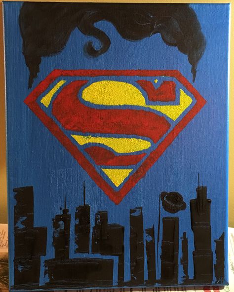 Superman painting acrylic clark kent metropolis daily planet Dc Painting, Superman Painting, Daily Planet, Pretty Ppl, Clark Kent, Minimalist Painting, Diy Canvas Art Painting, Diy Canvas Art, Diy Canvas