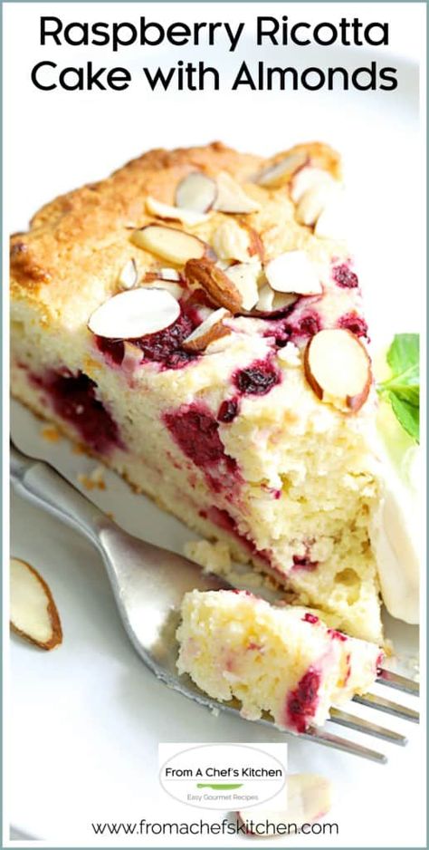 Raspberry Ricotta Cake, Raspberry Ricotta, Ricotta Recipes, Ricotta Cake, Coffee In The Morning, Raspberry Recipes, Chef's Kitchen, Thanksgiving Food Desserts, Almond Cakes