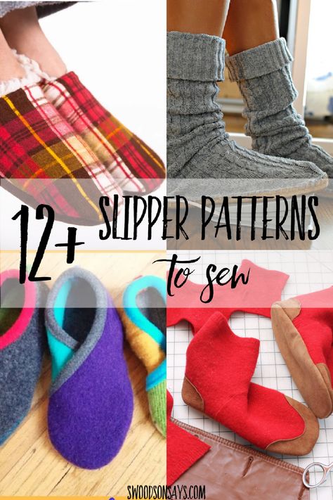 free slipper patterns pdf slipper patterns to buy Sew Slippers, House Slippers Pattern, Sewing Slippers, Winter Sewing Projects, Winter Sewing, Upcycled Sweater, Diy Slippers, Boys Slippers, Toddler Slippers