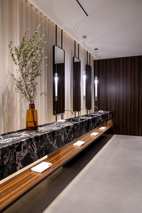 LAB – Dieter Vander Velpen Architects Luxurious Gym, Commercial Bathroom Designs, Commercial Toilet, Gym Bathroom, Restroom Design, Public Bathrooms, Washroom Design, Public Restroom, Retirement Community