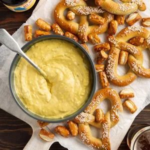 Mustard Pretzel Dip Recipe: How to Make It Mustard Dip For Pretzels Recipes, Soft Pretzel Mustard Dip, Honey Mustard Dipping Sauce For Pretzels, Mustard Sauce For Pretzels, Soft Pretzel Dipping Sauce, Mustard Dip For Pretzels, Dipping Sauce For Pretzels, Mustard Pretzel Dip, Pretzel Dipping Sauce