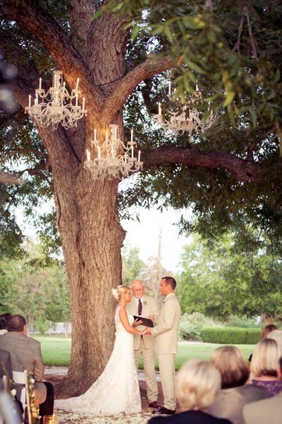 #chandeliers (credits: 	  Barr Mansion & Artisan Ballroom and AJH Photography) Barr Mansion, Under A Tree, Outdoor Wedding Ceremony, Photo Couple, Wedding Wishes, Here Comes The Bride, Outdoor Ceremony, 1 800, Wedding Wire