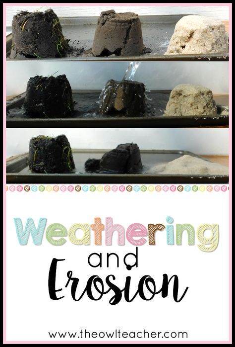 Teaching science can be engaging with this hands-on activity. This experiment helps students see that weathering and erosion can be slowed down but not stopped. Check out this science teaching idea for your elementary classroom! Physical Weathering, Earth Science Projects, Owl Teacher, Elementary Science Classroom, Soil Science, Teacher Science, Weathering And Erosion, Rock Cycle, 4th Grade Science