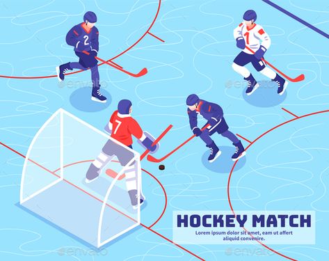 Hockey Match Isometric Illustration #Match, #Hockey, #Illustration, #Isometric Ice Hockey Illustration, Hockey Illustration, Hockey Photography, Table Hockey, Hockey Logos, Isometric Illustration, Sports Graphic Design, Team Player, Hockey Teams