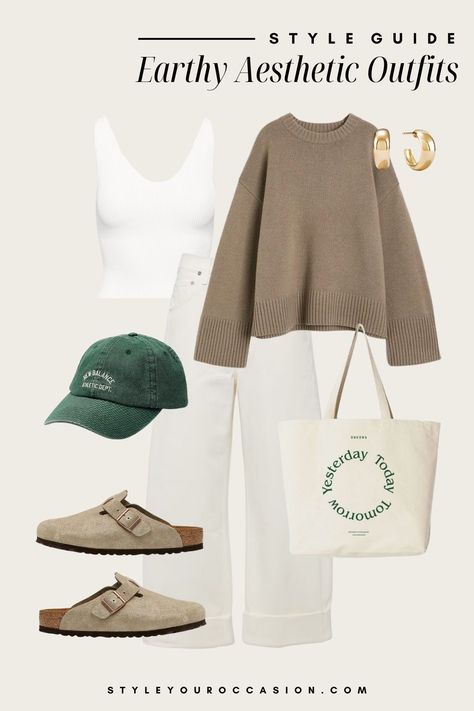 Fashion Outfits Accessories, Neutral Outfit Ideas Aesthetic, Canvas Bag Outfit Fashion Styles, Outfits Ideas With New Balance Shoes, Later Summer Outfit, Earthy Classic Style, Cute And Casual Summer Outfits, Womans Outfit Ideas, Casual Natural Outfits