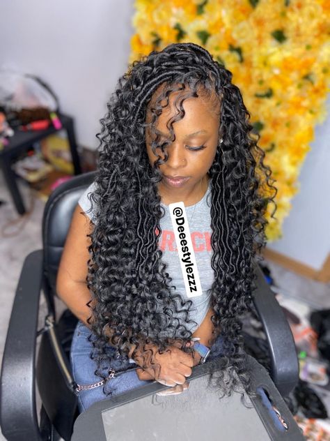 Goddess Locs With Human Hair, Waterfall Locs Crochet, Waterfall Locs, Bohemian Soft Locs, Locs With Human Hair, Jah Locs, Vacay Hair, Aria Hair, Goddess Locks