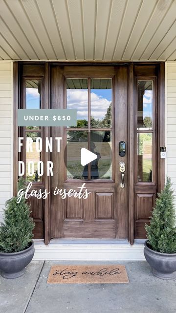 Amanda Vernaci | Come Stay Awhile on Instagram: "Would you believe me if I told you that these two doors are THE SAME!? 🤯 I recently discovered @zabitat_us after my front door fiasco and it was a huge blessing in disguise. The original door I was looking at was going to be close to $10k 😳 after delivery and installation and with Zabitat, I was able to get the same look for under $850. NOW THATS WHAT IM TALKING ABOUT!! #zabitatpartner  It was easy to install (definitely recommend having a second set of hands) and can be totally customized. You can turn any door into your DREAM door at a fraction of the price. I’m truly blown away. You can use my code AMANDA10 for 10% off! Head over to stories for the link!  Follow along @comestayawhile for more DIY, projects & more!  #frontdoor #frontdoor Refurbished Front Door, Change Glass In Front Door, Shaker Front Door With Sidelights, Glass Door Inserts Front Entry, Replace Glass In Front Door, Changing Glass In Front Door, Replacing Glass In Front Door, Farmhouse Front Door With Side Lights, Front Door Refresh