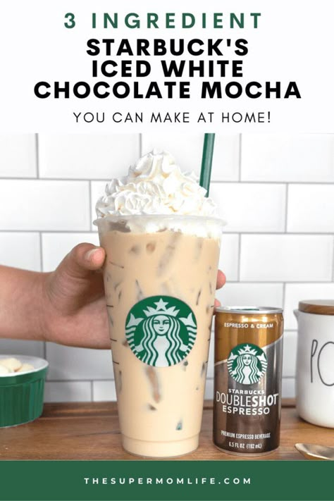 Starbucks White Chocolate Mocha Recipe Iced, Lattes Starbucks, Starbucks White Chocolate, Hot White Chocolate, Iced Mocha Recipe, Keurig Recipes, Mocha Recipes, Iced White Chocolate Mocha, Iced White Mocha