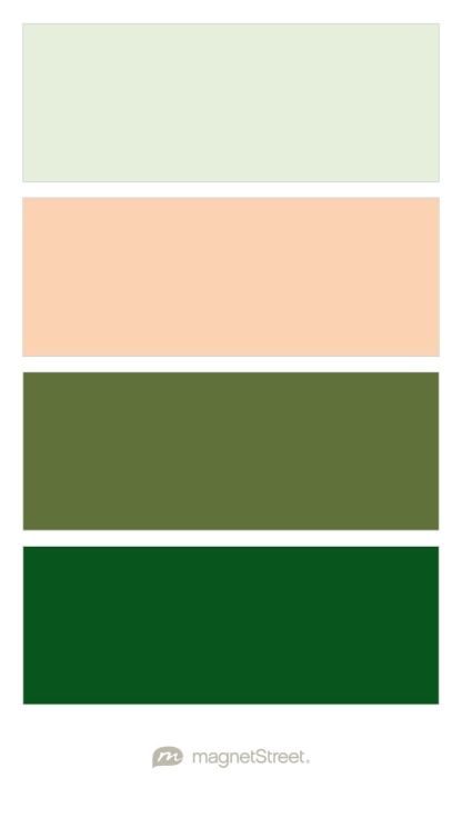 Mint, Peach, Olive, and Hunter Wedding Color Palette - custom color palette created at MagnetStreet.com Custom Refrigerator, Ivory Color Palette, Olive Wedding, Brown Color Palette, Brown Chocolate, Green Colour Palette, House Color, Wedding Color Palette, Energy Bites