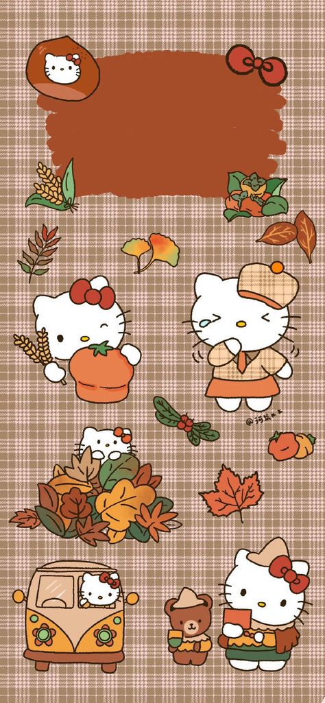 Hello Kitty Fall Wallpaper, Hello Kitty Halloween Wallpaper, Pink Wallpaper Hello Kitty, Images Hello Kitty, Walpaper Hello Kitty, Thanksgiving Wallpaper, Cute Fall Wallpaper, Iphone Wallpaper Fall, Hello Kitty Drawing