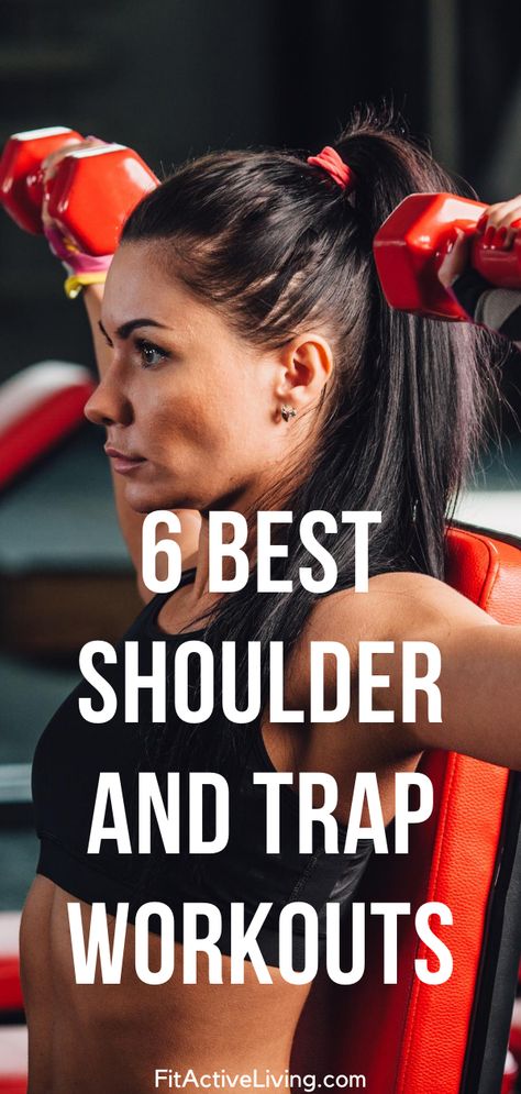 6 Best Shoulder And Trap Workouts - Discover the benefits that come with a great shoulder and trap workout, and the 6 best exercises to help you reach your goals! Exercises For Traps, Shoulders And Traps Workout, Trap Excersises, Trap Exercises For Women, Trap Workout Women, Lower Trap Exercises, Trap Exercises, Weighted Workouts, Shoulder And Trap Workout