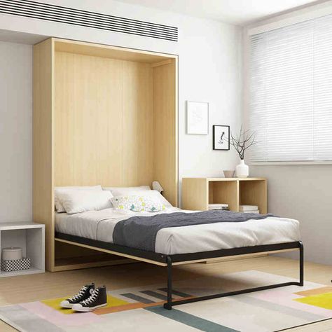 Wall Folding Bed, Wall Bed Designs, Hidden Wall Bed, Minimal Bed, Bed Murphy, Murphy Wall Bed, Bed Folding, Hidden Cabinet, Murphy Wall Beds