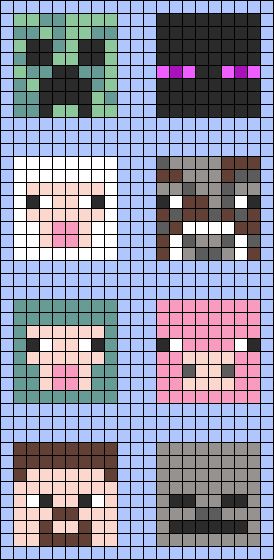 Alpha pattern #171161 | BraceletBook Enderman Crochet Pattern, Minecraft Alpha Pattern, Minecraft Crochet, Minecraft Pig, Crochet Graphs, Crochet Clothing, Pixel Art Pattern, Perler Bead Art, Crochet Stuff