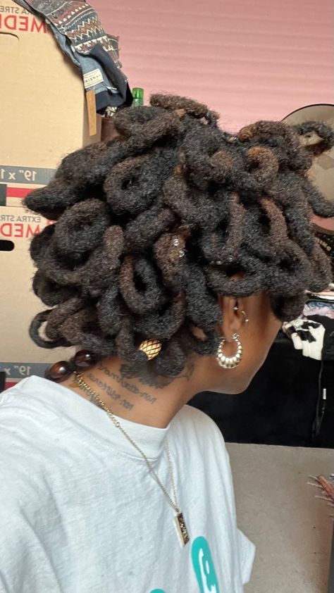 Loc Petal Bob, Feminine Loc Styles, Hairstyle Locs, Loc Petals, Feminine Urge, Locs Styles, Short Locs, Loc Inspiration, Short Locs Hairstyles