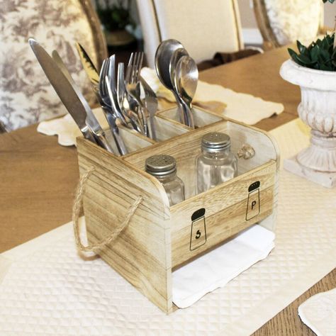 Wooden Utensil Holder, Spoon And Fork Holder, Silverware Caddy, Flatware Holder, Flatware Caddy, Flatware Organizer, Condiment Caddy, Utensil Caddy, Silverware Holder