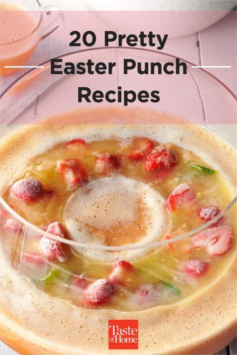 Fill that vintage punch bowl with one of our pretty Easter punches that's sure to send dinner over the top. Easter Punch Alcohol, Easter Punch Recipes Non Alcoholic, Spring Punch, Punch Bowl Recipes, Easter Punch, Easter Brunch Punch, Spring Punch Recipes, Punch Bowl Drinks, Rhubarb Punch