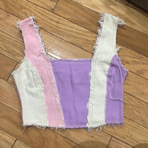 Jaded London Tops | Nwt Jaded London Pastel Patchwork Corset Top | Color: Pink/Purple | Size: 8 Patchwork Clothes Fashion, Diy Corset Top, New York Clothes, Patchwork Corset, Corset Top Pattern, Sewing Corset, Upcycled Tshirt, Diy Corset, Reuse Clothes