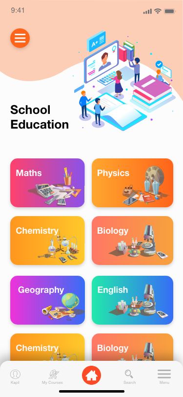 Learning Application Design, Flutter App Design, App Menu Design, Education App Ui Design, Learning App Design, Learning App Ui Design, Education App Design, Learn App, Application Ui Design