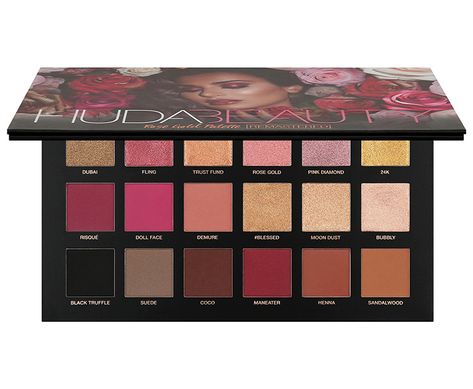 Vampire Makeup Tutorial, Huda Beauty Rose Gold Palette, Huda Beauty Eyeshadow Palette, Fancy Cosmetics, Huda Beauty Eyeshadow, Huda Beauty Rose Gold, Gold Eyeshadow Palette, Rose Gold Eyeshadow, Gold Palette