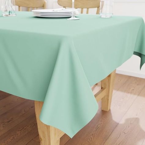 Amazon.com: Encasa Table Cloth Size 56x91 in | Cotton Canvas Fabric | Egg Blue Solid Color | Dining Tablecloth for Decoration - Machine Washable : Home & Kitchen Dining Tablecloth, Green Solid Color, Green Table Runner, Cotton Canvas Fabric, Table Arrangements, Blue Solid, Open Kitchen, Kitchen Linens, Center Table