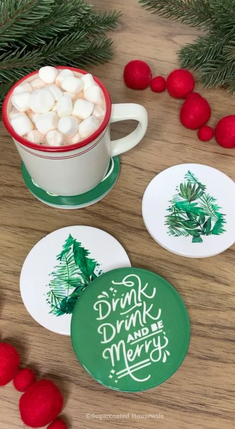 Coasters Diy Cricut, Cricut Coasters, Infusible Ink Transfer Sheets, Sublimation Gifts, Holiday Coasters, Resin Ornaments, Cricut Supplies, Using Cricut, Projets Cricut