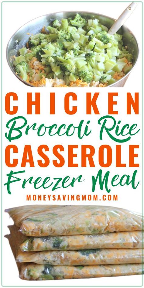 This Chicken Broccoli Rice Casserole freezer meal is frugal, easy to whip up, delicious, and filling! You easily whip up enough for four dinners! #freezermeals #chickenandbroccoli #easycasserole Camping Meal Planning, Chicken Freezer Meals, Chicken Broccoli Rice Casserole, Freezing Food, Chicken Broccoli Rice, Chicken Rice Casserole, Freezer Meal Planning, Broccoli Rice Casserole, Freezer Meal Prep