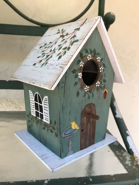 Painted Bird Houses Ideas, Birdhouse Village, Birdhouse Painting, Birdhouse Crafts, Painted Birdhouses, Hand Painted Birdhouses, Homemade Bird Houses, Birdhouse Craft, Bird Houses Ideas Diy