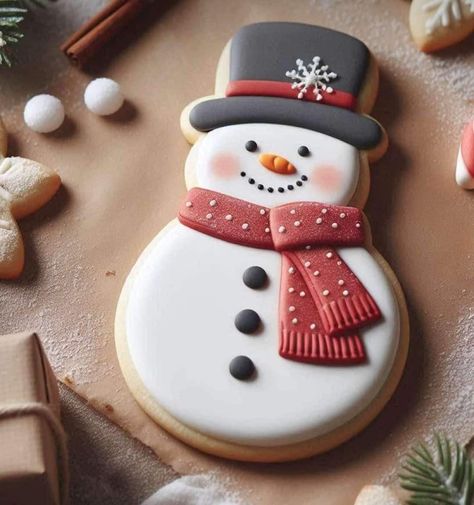 Snow Man Sugar Cookie, Snow Man Cookie Decoration, Gingerbread Cookies Snowman, Noel Cookies Decorated, Snowman Gingerbread Cookies, Snowman Christmas Cookies Decorated, Snowman Cookie Decorating, Santa Head Cookies Decorated, Snowmen Cookies Decorated