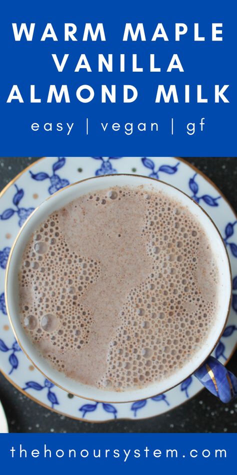 This healthy recipe for how to make Warm Almond Milk is a vegan and caffeine free drink to enjoy before bed! Lightly sweetened with vanilla and maple. Milk Before Bed, Almond Milk Drinks, Warm Drinks Recipes, Caffeine Free Drinks, Almond Milk Recipes, Hot Drinks Recipes, Cozy Drinks, Creamy Recipes, Vanilla Almond Milk