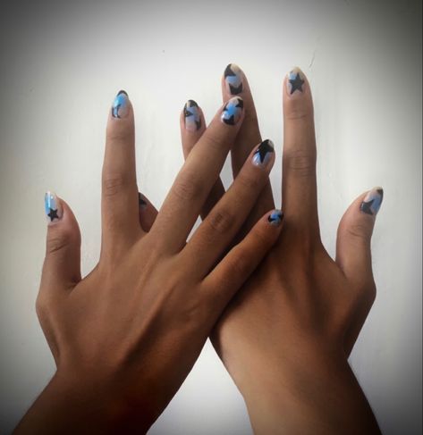 Blue Nails Aesthetic, Blue Star Nails, Nails Retro, Cobalt Blue Nails, Billie Concert, Nails Star, Star Nail Designs, Retro Nails, Nails Cute