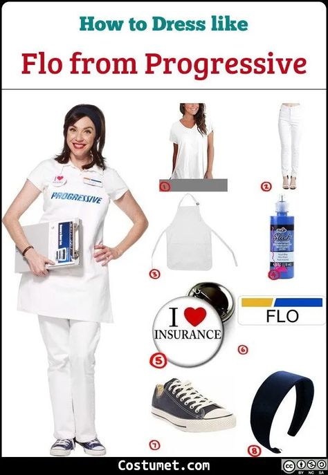 Flo from Progressive Costume for Cosplay & Halloween 2020 Flow From Progressive Costume, Flo Costume Progressive, Bakers Outfit, Flo From Progressive Costume, Progressive Costume, Flo From Progressive, Flo Costume, Quick Halloween Costumes Last Minute Men, Flo Progressive