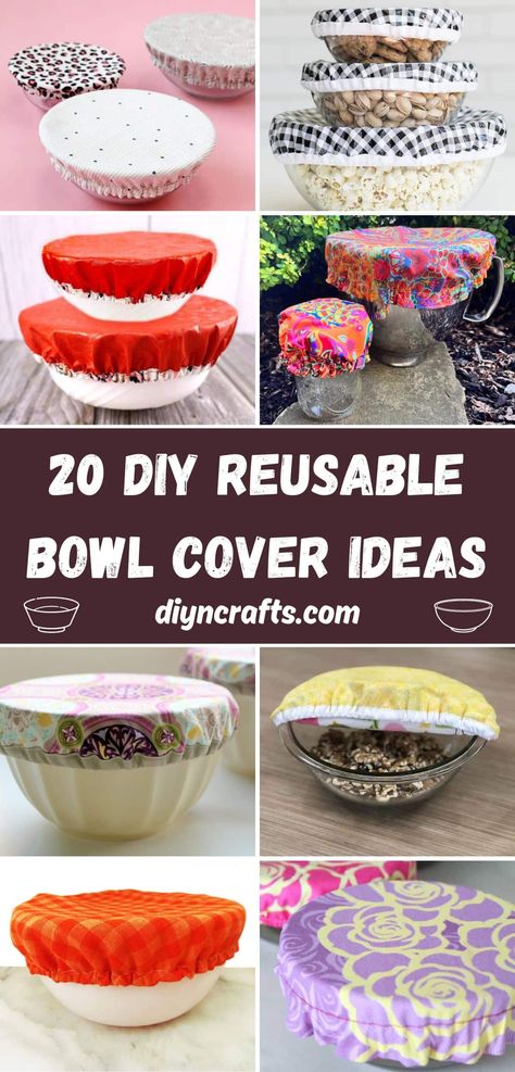 20 DIY Reusable Bowl Cover Ideas Sewn Bowl Covers, Sewing Bowl Covers, Bowl Covers Diy Free Pattern, Bowl Covers Diy How To Make, Food Covers Diy, Diy Bowl Covers, Kitchenaid Bowl, Bowl Covers, Diy Bowl