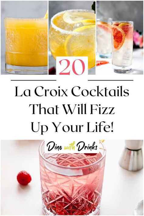 Collage of 4 la croix cocktails. Mix Drink With Vodka, Keto Cocktails Alcoholic Drinks To Order At A Bar, Drinks With Sour Mix Cocktail Recipes, Vodka Brunch Cocktail, La Croix Cocktails, Bubbly Drinks, Cocktail Picks, Summer Gathering, Alcohol Drinks