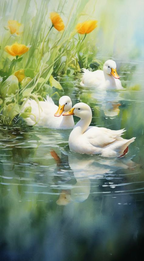 Swan Painting, Bird Watercolor Paintings, Tutorials Drawing, Landscape Art Painting, Art Painting Gallery, Bird Artwork, 수채화 그림, Nature Art Painting, Bird Pictures