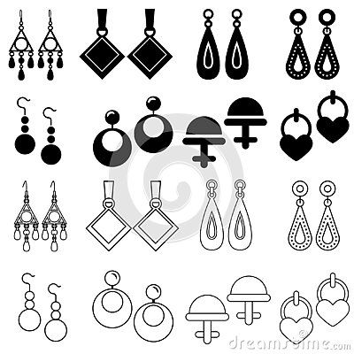 earrings-icon-vector-set-jewelry-illustration-sign-collection-accessory-symbol-can-be-used-web-sites-mobile-applications Earings Illustration Sketch, Fantasy Earrings Drawing, Earrings Illustration Drawing, Earing Drawing Reference, Earings Drawing Design, Earrings Drawing Sketch, Earrings Sketch, Earrings Drawing, Jewelry Logo Ideas