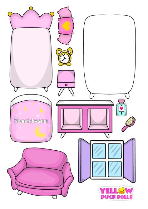 Paper Doll House Bedroom, House Printable Templates, Paper Doll House Printable Templates, Paper Doll House Printable, Princess Paper Dolls Printable, Paper Dollhouse, Doll House Bedroom, House Printable, Free Printable Paper Dolls