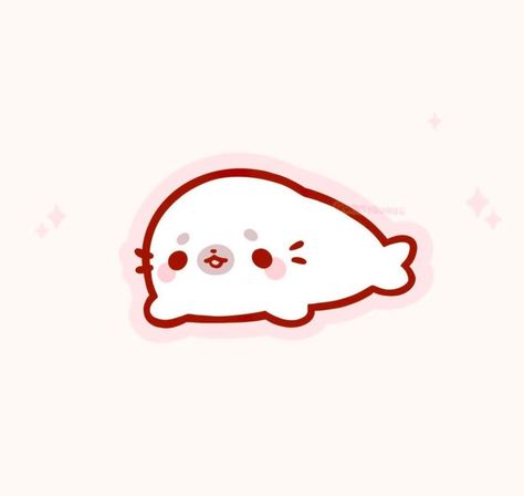 Sticker Ideas Kawaii, Cute Seal Art, Seal Drawing Cute, Cute Seal Drawing, Cuteee Wallpaper, Cute Sticker Ideas, Kawaii Seal, Seal Drawing, Seal Illustration