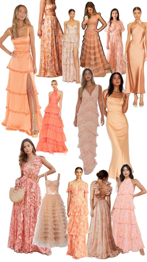 Pastel Peach Bridesmaid Dresses, Mixed Orange Bridesmaid Dresses, Orange Peach Bridesmaid Dresses, Sunset Palette Bridesmaid Dresses, Yellow And Peach Bridesmaid Dresses, Peach Bridesmaid Dresses Long, Light Coral Bridesmaid Dresses, Peach And Pink Bridesmaid Dresses, Bridesmaid Dresses Coral