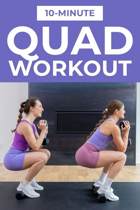 Build lower body strength, improve athletic performance and reduce knee injury risk by adding these quad exercises to your fitness routine. This quick quad workout is designed to target the top of the thighs (the quads, or quadriceps). Strong and well-developed quads are essential for overall lower body strength and functional movement, such as walking, running and jumping. Best Quad Exercises, Quad Strengthening, Quick Leg Workout, Best Hamstring Exercises, Quad Workout, Quad Muscles, Lower Body Strength, Nourish Move Love, Functional Movement