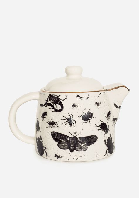 Ceramics – Disturbia Teapot With Infuser, Bug Print, Lounge Party, Lounge Lingerie, Printed Denim, Loose Leaf Tea, Loose Leaf, Gold Foil, Occasion Wear